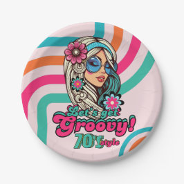 Plato De Papel Retro Disco del personalizado 70 Boogie Groovy