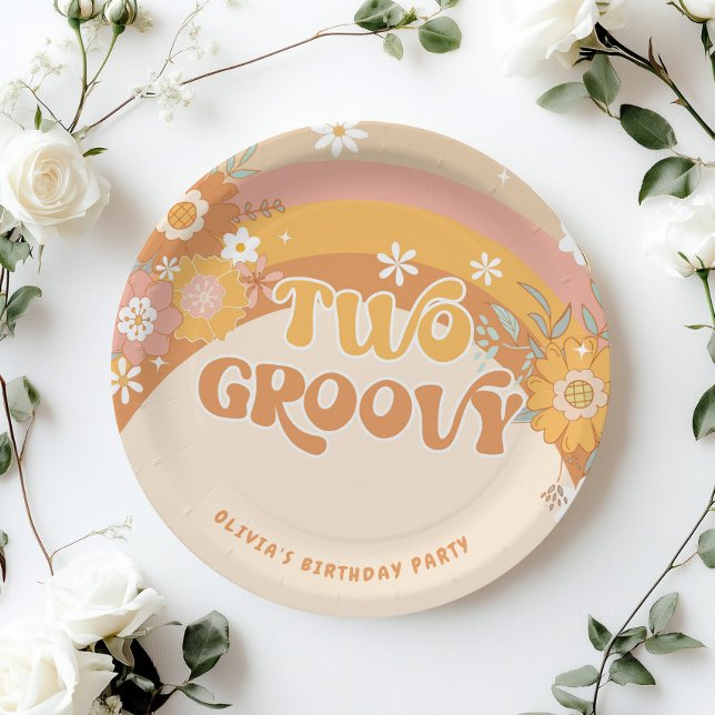 Plato De Papel Retro dos groovys placas de papel para bebé cumple (Subido por el creador)