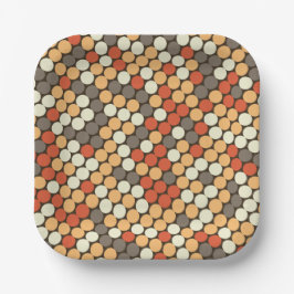 Plato De Papel Retro dots pattern in orange