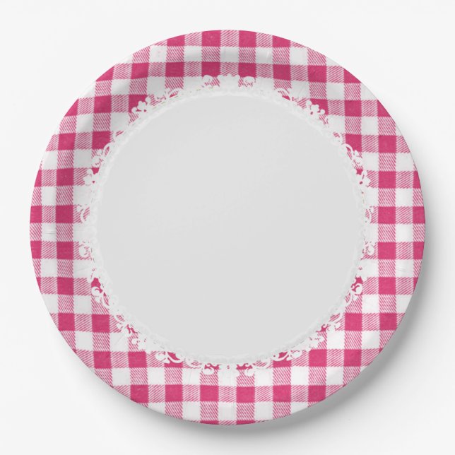 Plato De Papel Retro-Everyday_Picnic_Pink-Check_Plaid (Anverso)