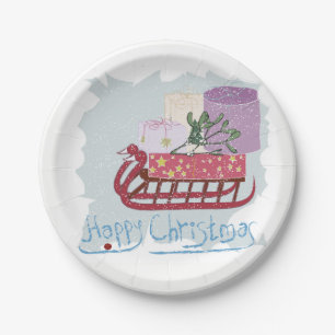 Plato De Papel Retro. Feliz Navidad!