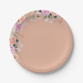 Plato De Papel Retro floral Rosa seco