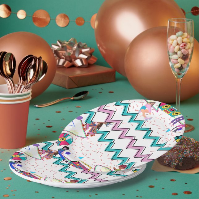 Plato De Papel Retro Funky  (Multi)