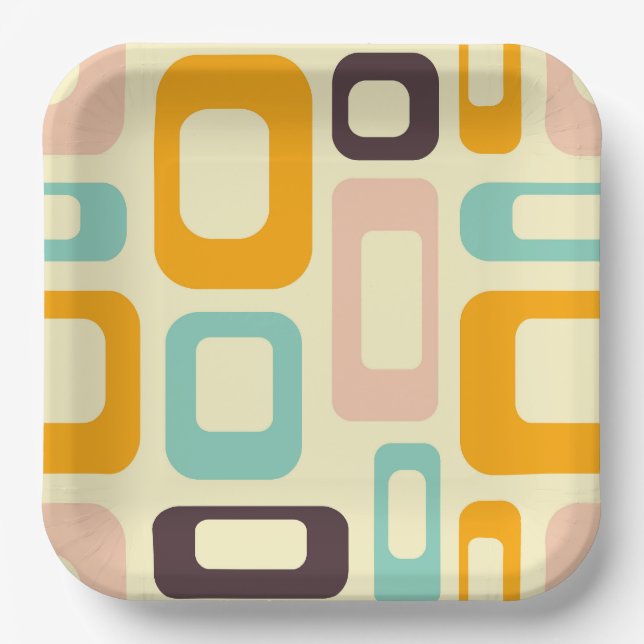 Plato De Papel Retro geometric pattern in light beige background (Anverso)