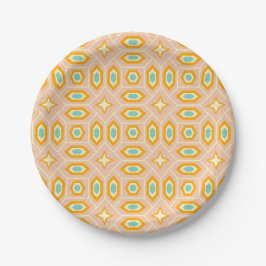 Plato De Papel Retro geometric pattern with hexagons and stars
