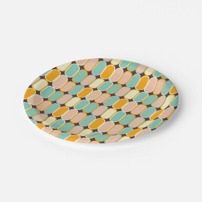 Plato De Papel Retro geometric pattern with vertical ovals (Angular)