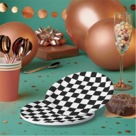 Plato De Papel Retro geométrico negro y blanco