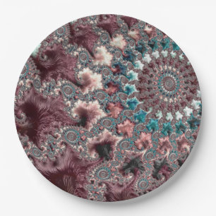 Plato De Papel Retro Groovy Ecléctico Bohemio Espiral Fractal