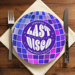 Plato De Papel Retro Groovy Last Disco Bachelorette Weekend Fiest