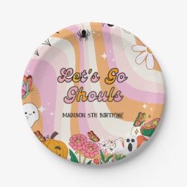 Plato De Papel Retro Grooy Vayamos a ghoul Halloween Cumpleaños