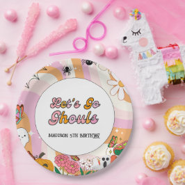 Plato De Papel Retro Grooy Vayamos a ghoul Halloween Cumpleaños