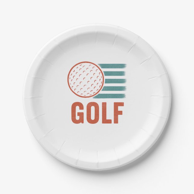 Plato De Papel Retro Grunge Golf (Anverso)