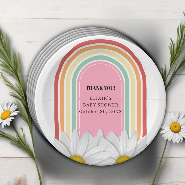 Plato De Papel Retro Half Daisy Baby Shower (Subido por el creador)