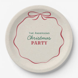 Plato De Papel Retro Hand Drawn Ribbon Bow Christmas Party