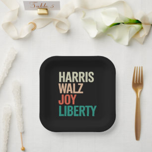 Plato De Papel Retro Harris Waltz 2024 Harris Walz Alegría Libert