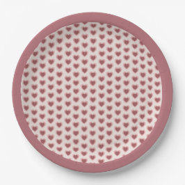 Plato De Papel Retro Hearts Pink Burgundy Y2K Style