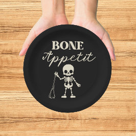 Plato De Papel  Retro Hueso Apetito Espeluznante Halloween