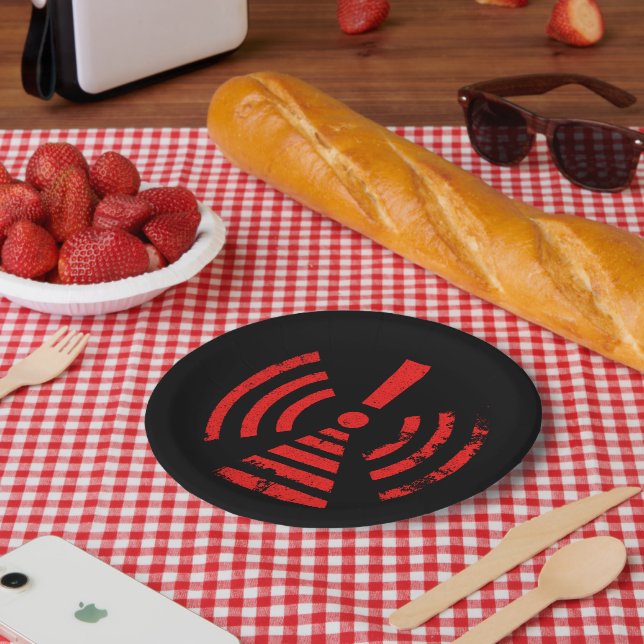Plato De Papel Retro Keep Back Energy Warning Symbol (Picnic)