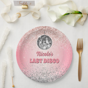 Plato De Papel Retro Last Disco Bachelorette Personalizado