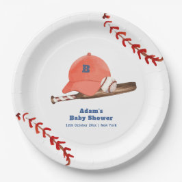 Plato De Papel Retro LIttle Slugger Baseball Boy Baby Shower 