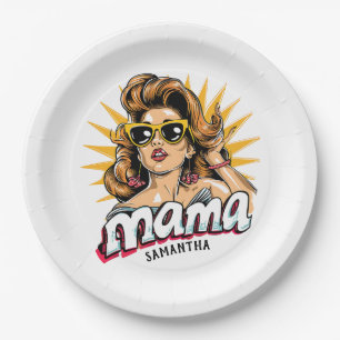 Plato De Papel Retro mamá pop Art 1 personalizado