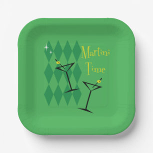 Plato De Papel Retro Martini Napkins