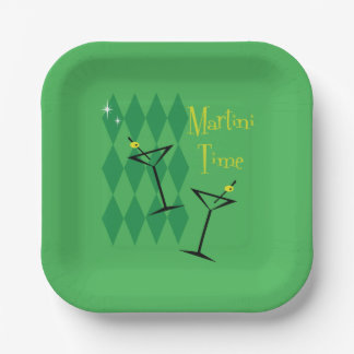 Plato De Papel Retro Martini Napkins