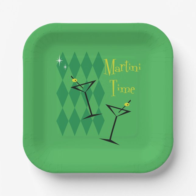 Plato De Papel Retro Martini Napkins (Anverso)