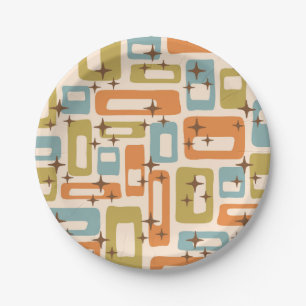 Plato De Papel Retro Mid Century Moderno
