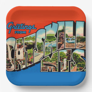 Plato De Papel Retro Montañas Catskill 
