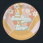 Plato De Papel Retro Nuestro Sol es dos Placas de papel de boho m<br><div class="desc">Nuestro pequeño sol son dos. Platos de 2º cumpleaños inspirados en el retro con dáses de estilo de los años 70 y fuentes y colores boho.</div>