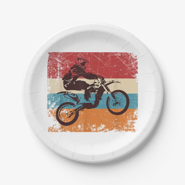 Plato De Papel Retro Off Road Motocross Enduro (Anverso)