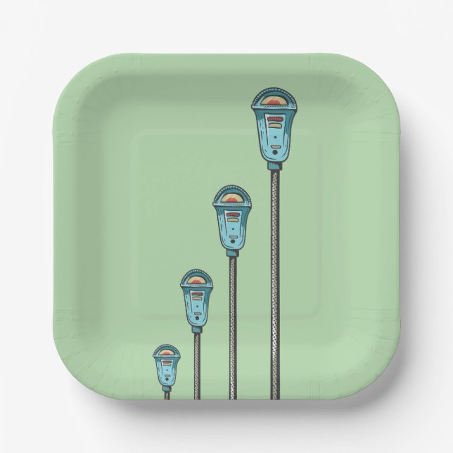 Plato De Papel Retro parking meter (Anverso)
