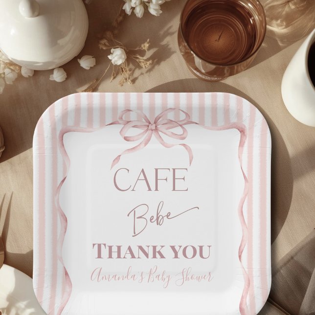 Plato De Papel Retro Pink Bow Cafe Bebe Girl Coffee Baby Shower (Subido por el creador)