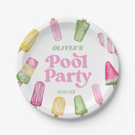 Plato De Papel Retro Popsicle Birthday Pool Fiesta