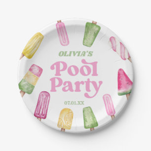 Plato De Papel Retro Popsicle Birthday Pool Fiesta