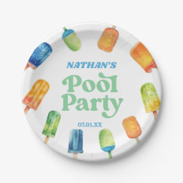 Plato De Papel Retro Popsicle Birthday Pool Fiesta