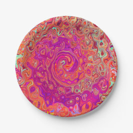 Plato De Papel Retro Resumen de la barra de coral y mármol púrpur