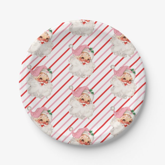 Plato De Papel Retro Rosa Santa Qué Diversión (Anverso)