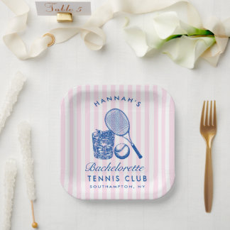 Plato De Papel Retro Rosa Último Swing Antes De La Sortija Tenis