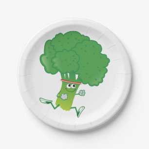 Plato De Papel Retro Running Broccoli