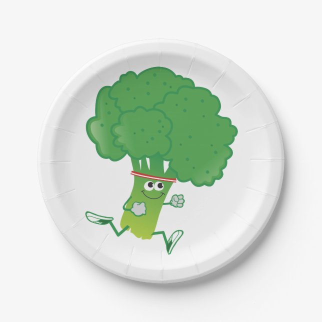 Plato De Papel Retro Running Broccoli (Anverso)