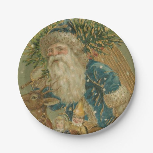 Plato De Papel Retro Santa Claus de los años 1900 (Anverso)