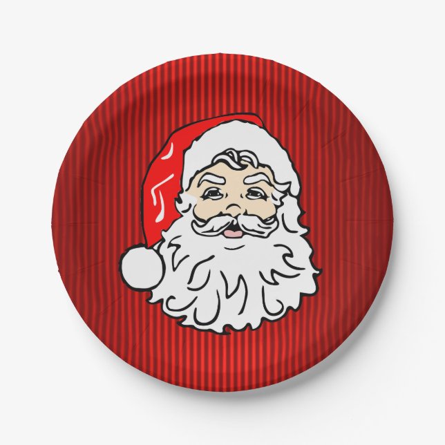 Plato De Papel Retro Santa Face Rojo (Anverso)
