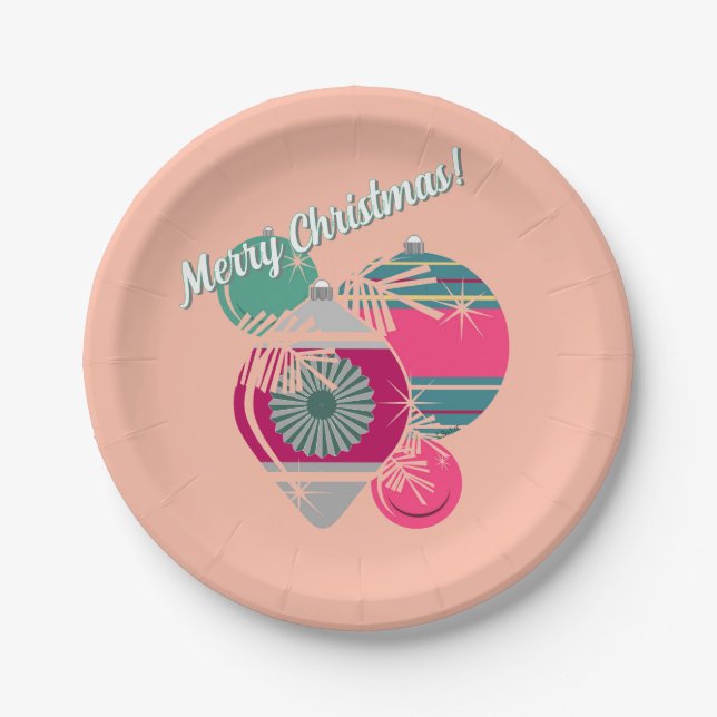 Plato De Papel Retro Shiny Brite Ornaments Christmas (Anverso)