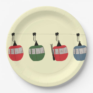Plato De Papel Retro Ski Gondola Lift Skim Cream