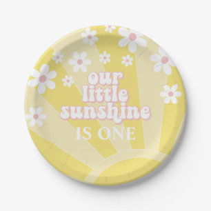 Plato De Papel Retro Sol Daisy boho cumpleaños