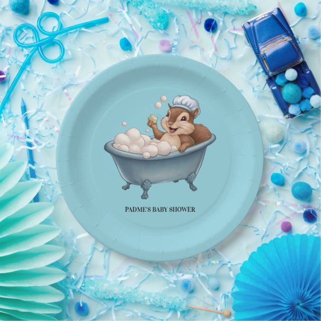 Plato De Papel Retro Squirrel Baby Shower (Fiesta)