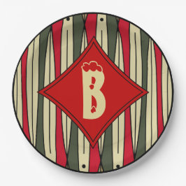 Plato De Papel Retro String Art en Navidades Colores Monogramado