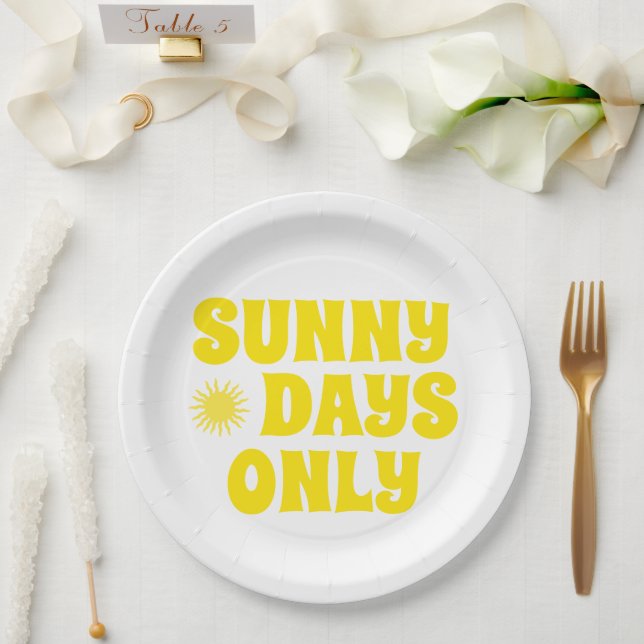 Plato De Papel Retro Sunny Days Only Cita Happy Summer Fiesta (Boda)
